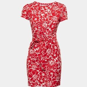 Diane Von Furstenberg Zoe in Dahlia small Poppy  Floral Mini Red Dress 0